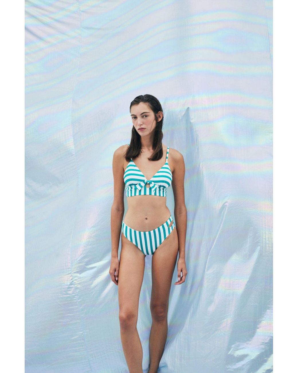 Penti Blue Mid-Waist Striped Hipster Bikini Bottoms
