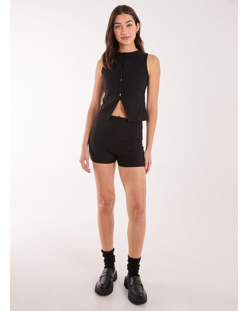 Pink Vanilla Black Pinstripe Tailored Shorts