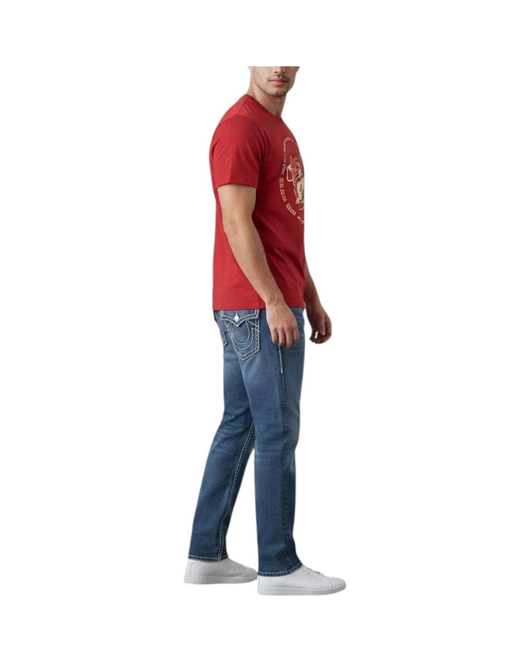 True Religion Red 108038 T Shirts Short Sleeve Casual Cotton Summer Soft Top for men
