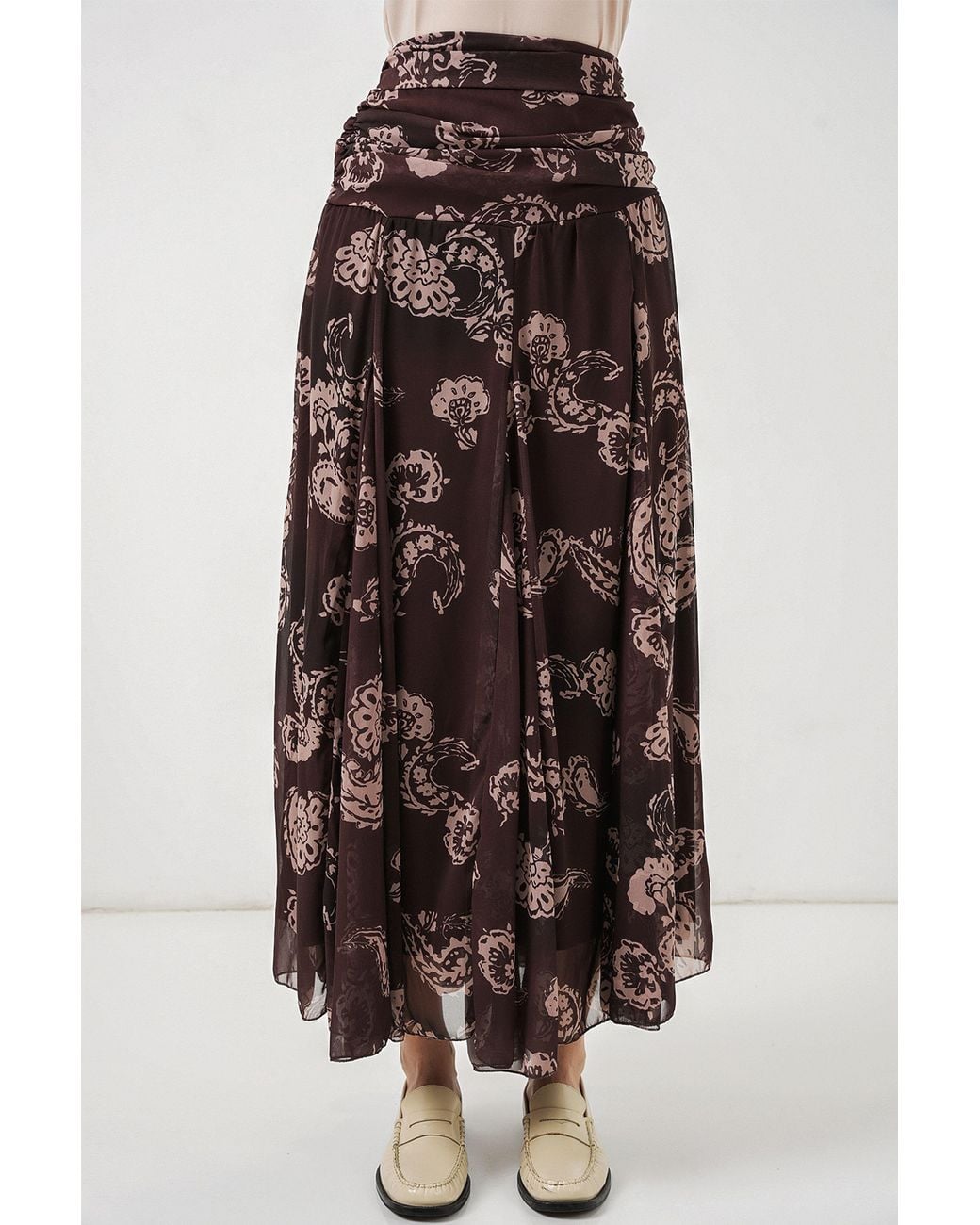 Bigdart Brown High Waist Paisley Maxi Skirt