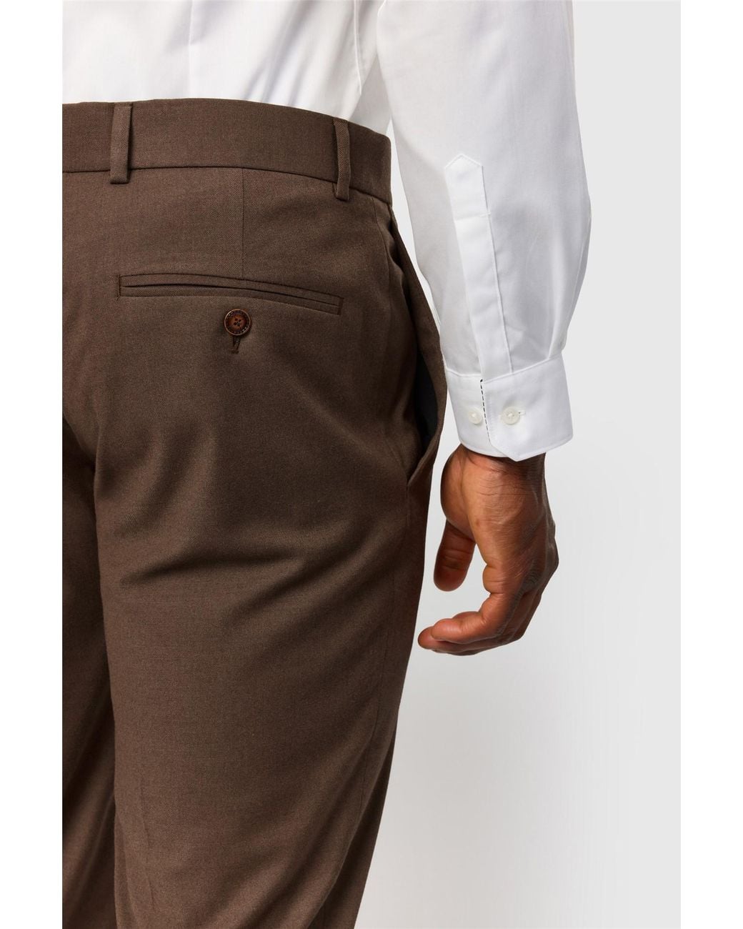 Antique Rogue Brown Flat Fronted Slim Fit Suit Trousers for men