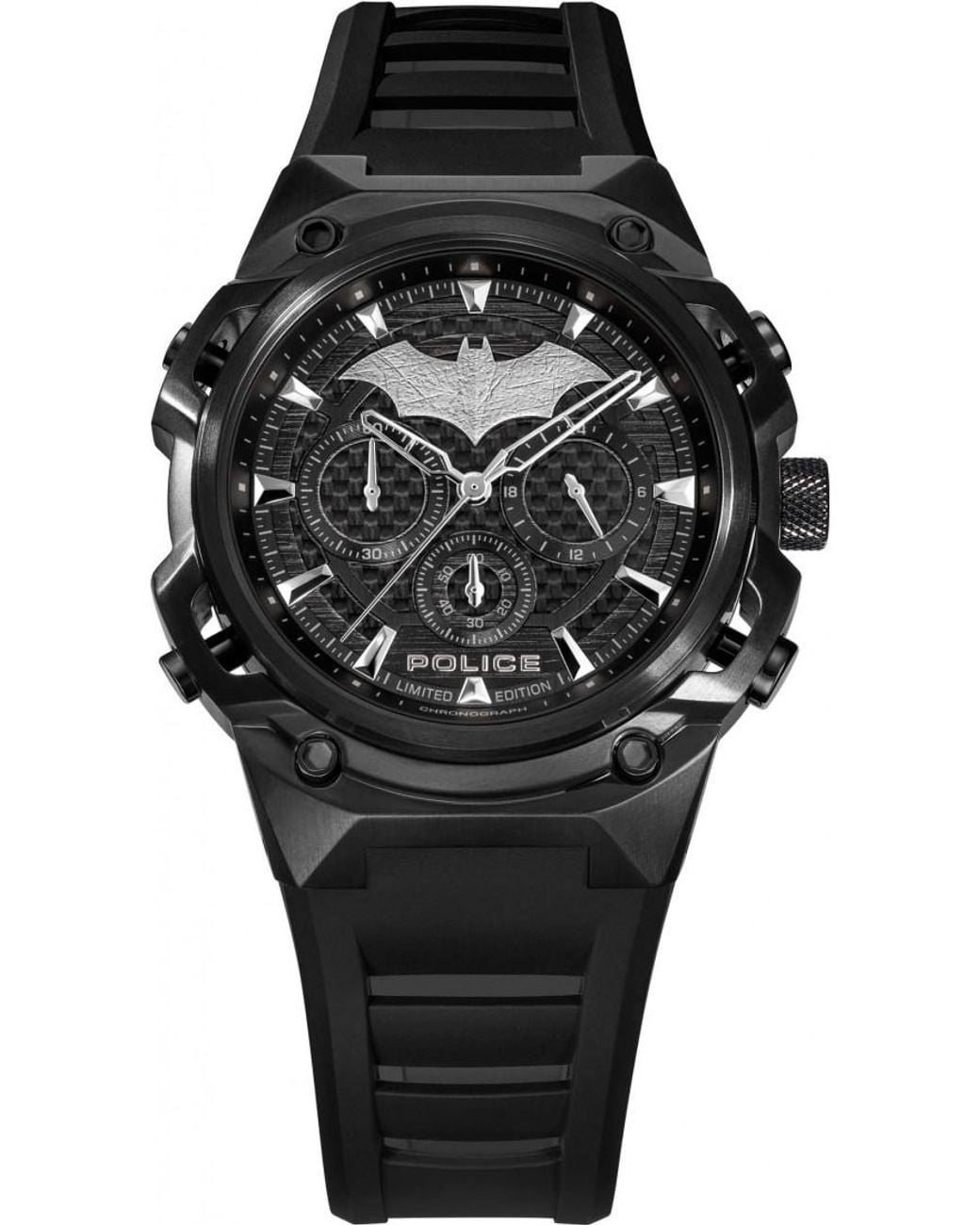 Police Black Batman Crusader Watch And Bracelet Gift Set for men