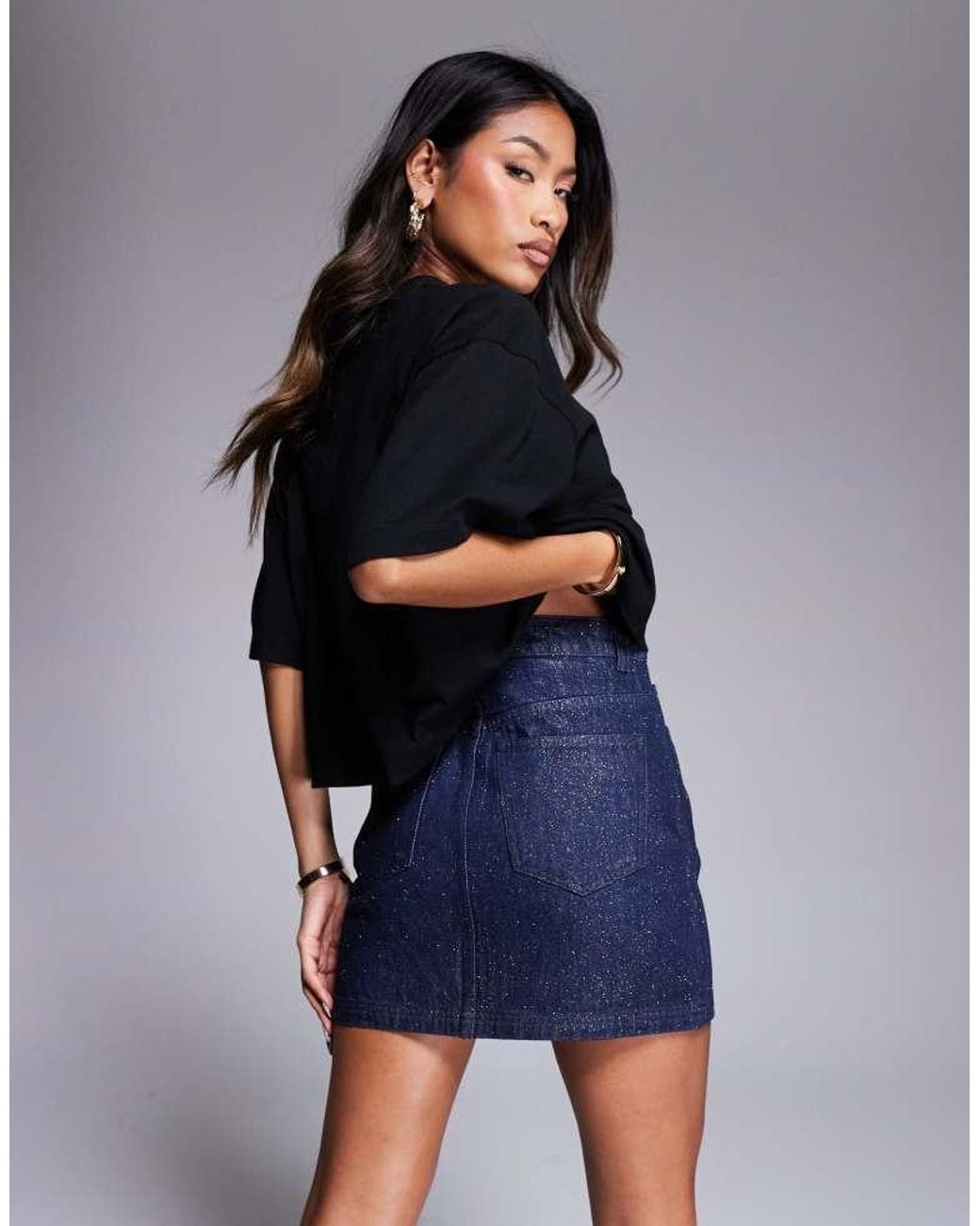 ASOS Black Denim Mini Skirt With Glitter