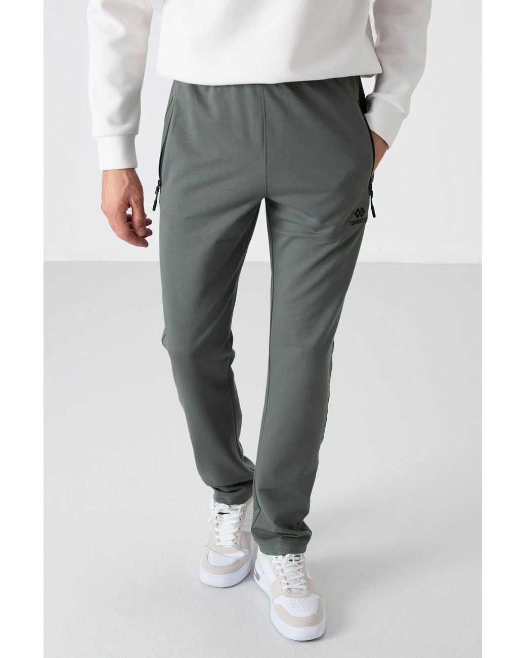 TOMMY LIFE White Regular Fit Straight-Leg Sweatpants for men