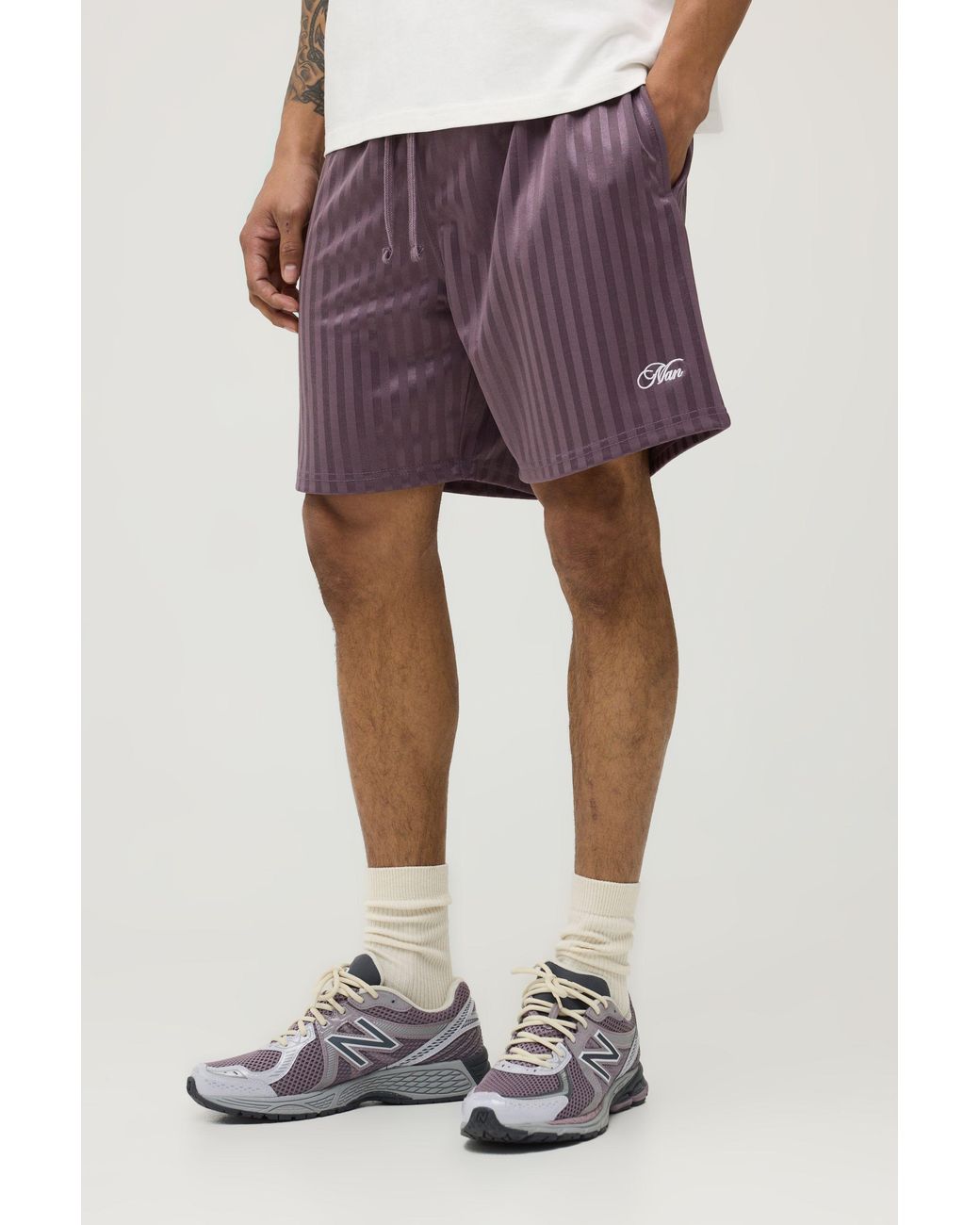 BoohooMAN Pink Regular Fit Striped Script Short for men