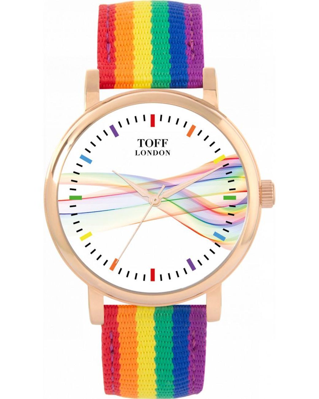 Toff London White Tlws-70557 38Mm Pride Ribbon Batons Watch