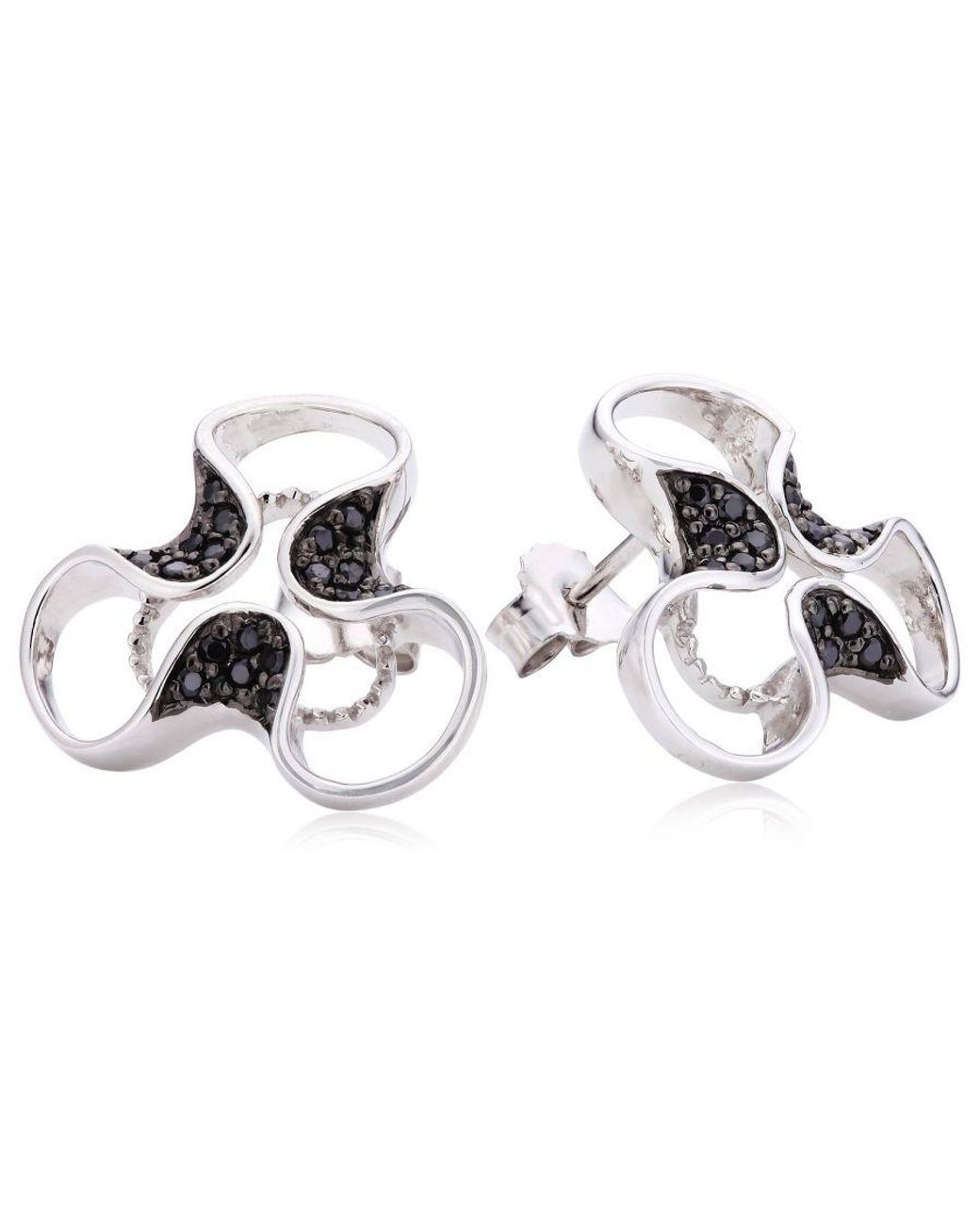 Orphelia Black 925 Sterling Stud Earrings