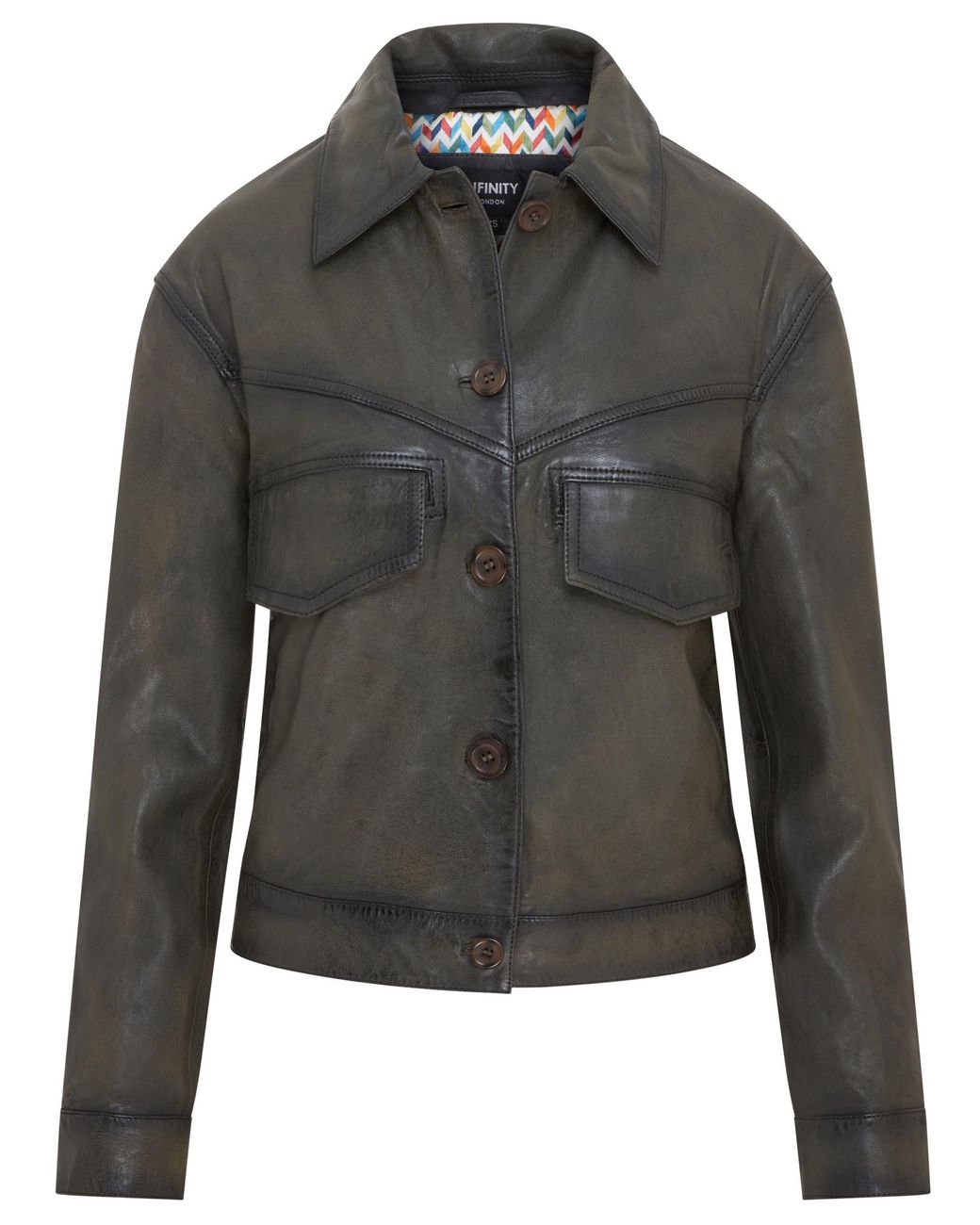 Infinity Leather Gray Retro Biker Jacket