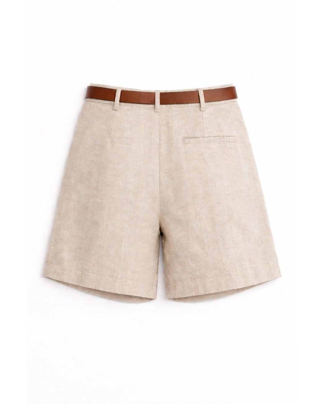 MixRay Natural High Waist Wide Leg Belted Tailored Shorts