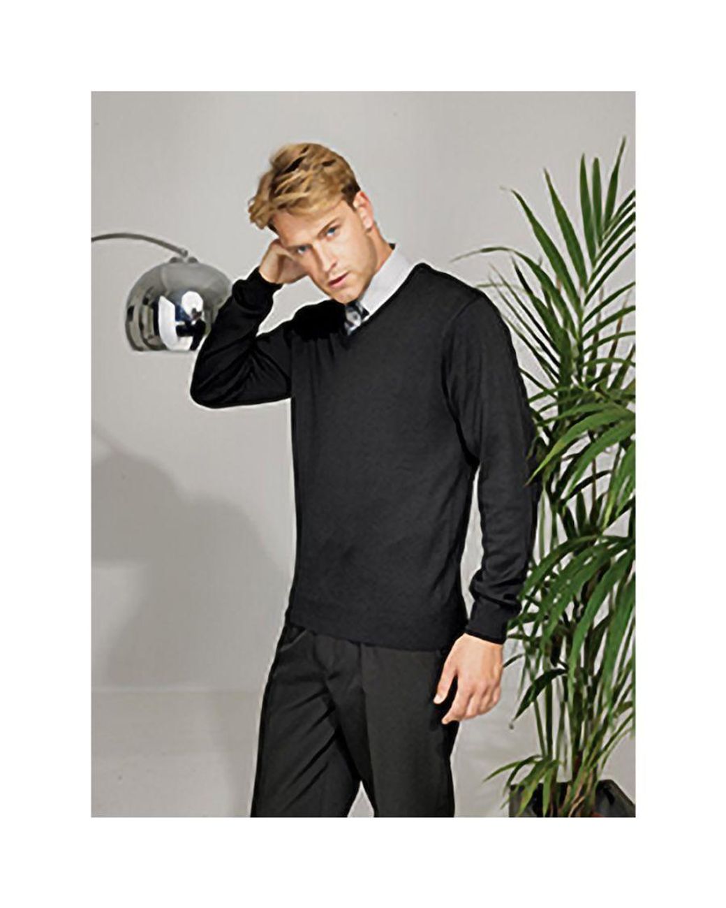 PREMIER Black V-Neck Knitted Sweater for men