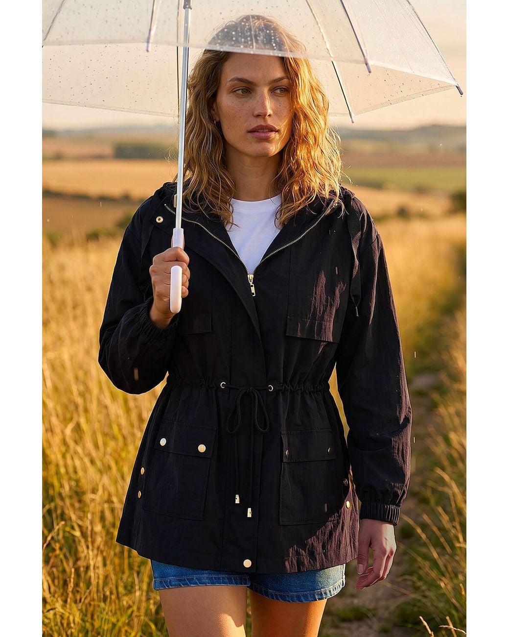 Roman Black Shower Resistant Rain Jacket