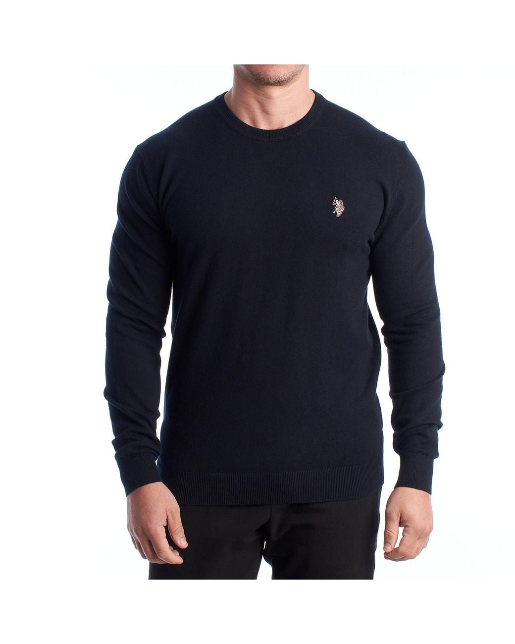 U.S. POLO ASSN. Blue Round Neck Knit Sweater Us42173048 for men
