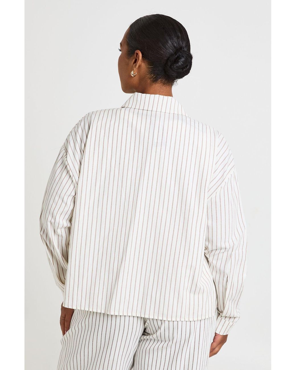 Boohoo White Plus Stripe Oversized Shirt