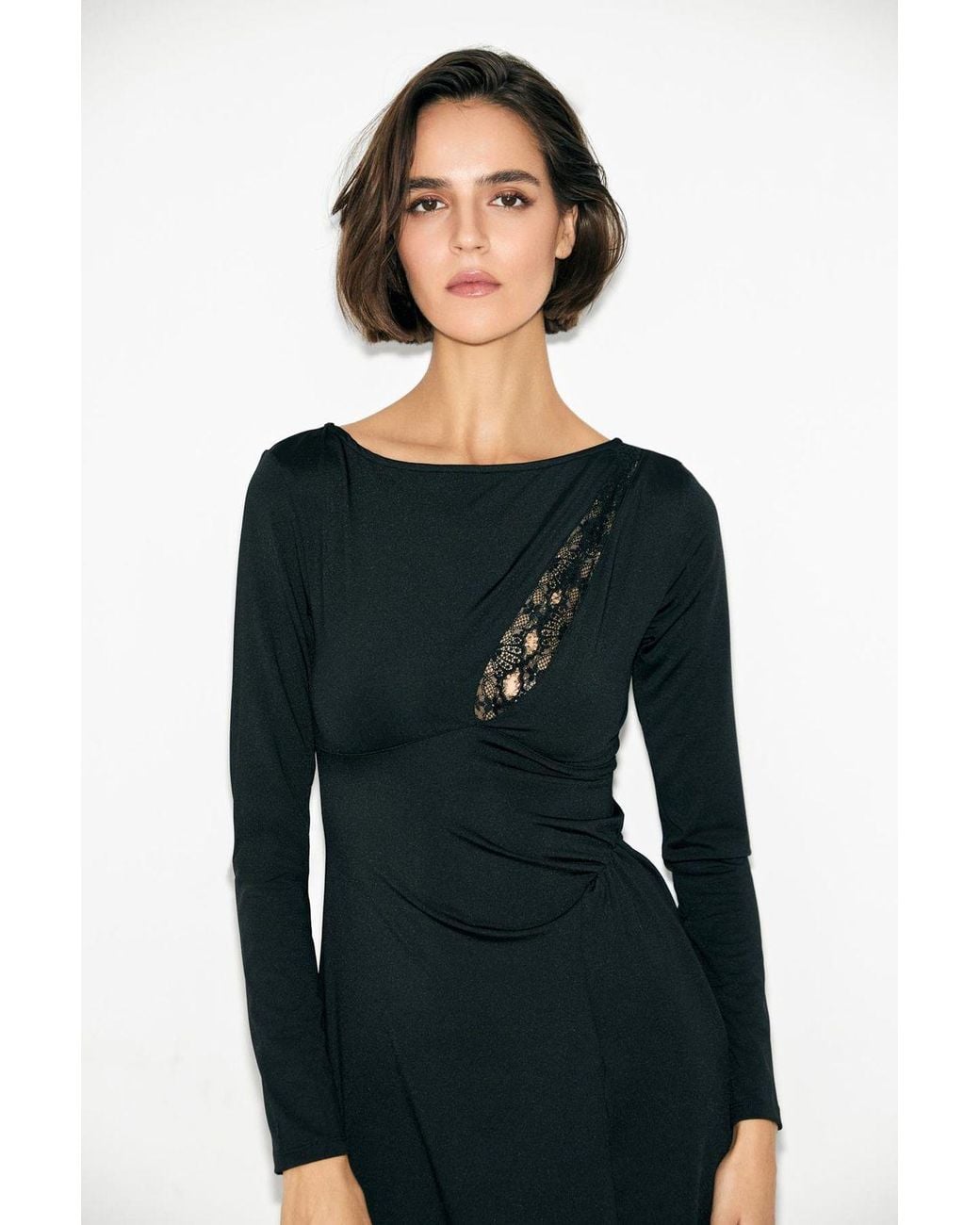 Grimelange Black Lace Fitted Mini Dress