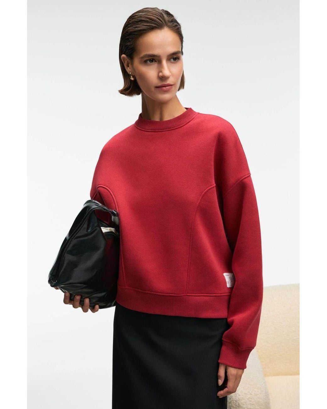 Grimelange Red Oversized Crew Neck Sweatshirt