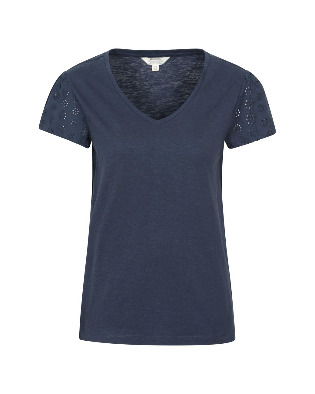 Mountain Warehouse Blue 'Malaga' Broderie T-Shirt Lightweight Casual Soft Summer Fashion Top Cotton