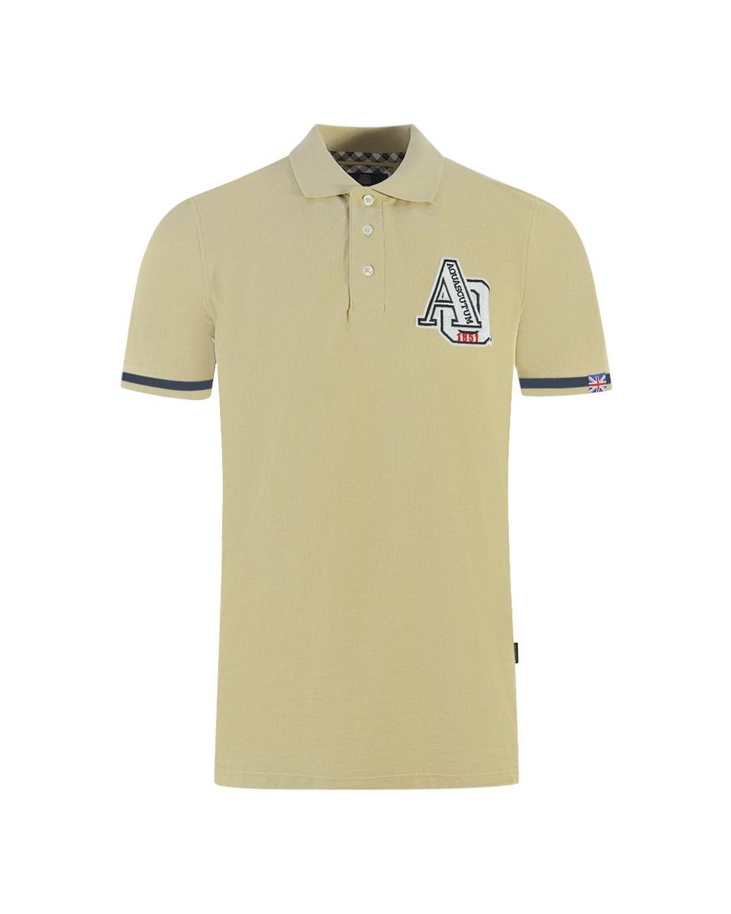 Aquascutum Yellow Aq 1851 Embroidered Tipped Polo Shirt Cotton for men