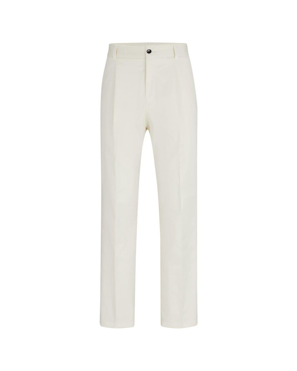HUGO White Felix242 Solid Patterned Straight Chinos for men