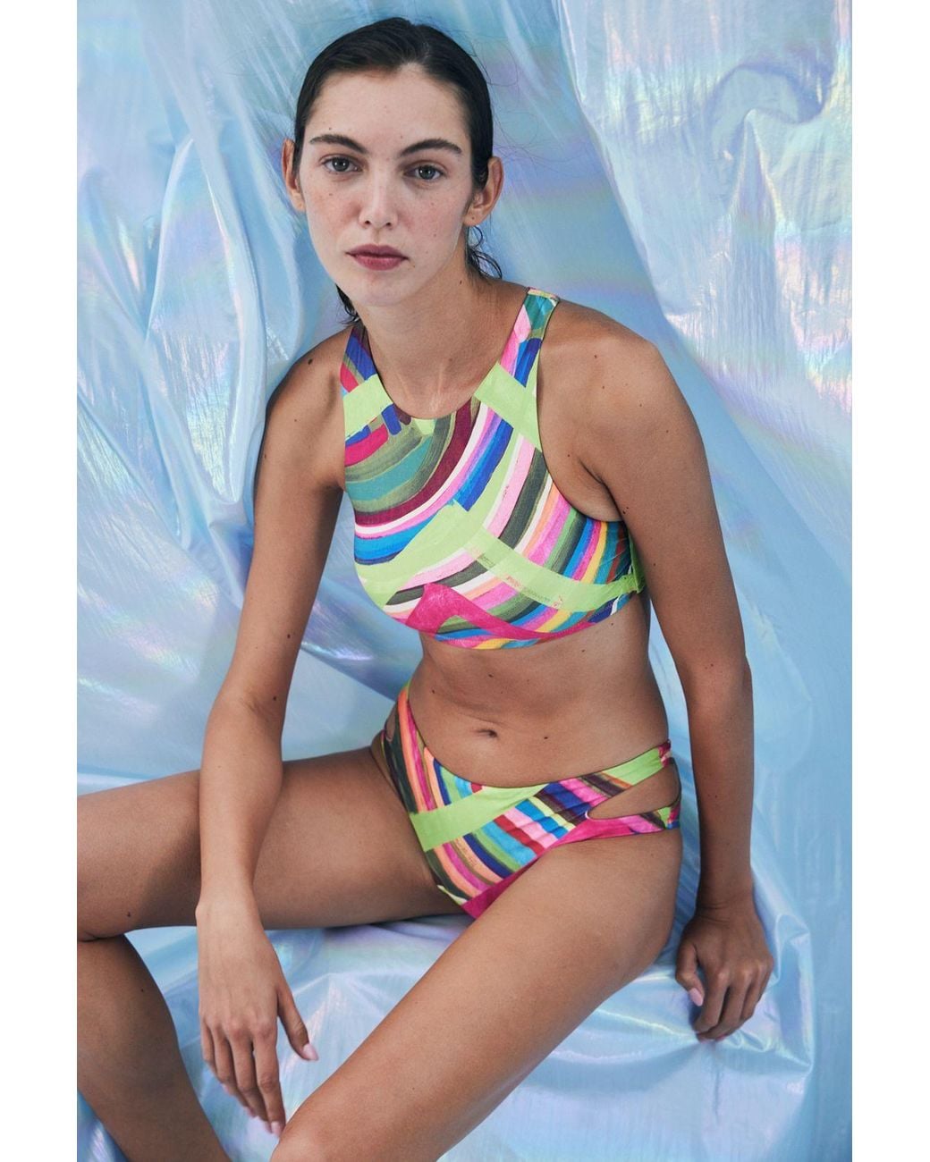 Penti Blue Striped Halter Bikini Top