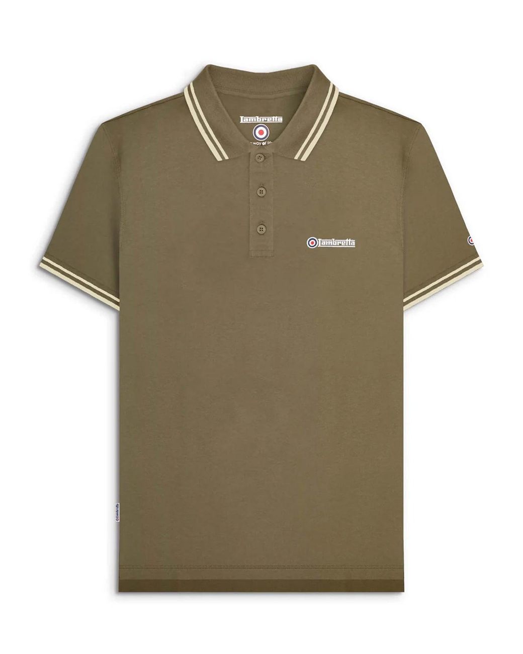 Lambretta Green Oatmeal Twin Tipped Polo Shirt for men