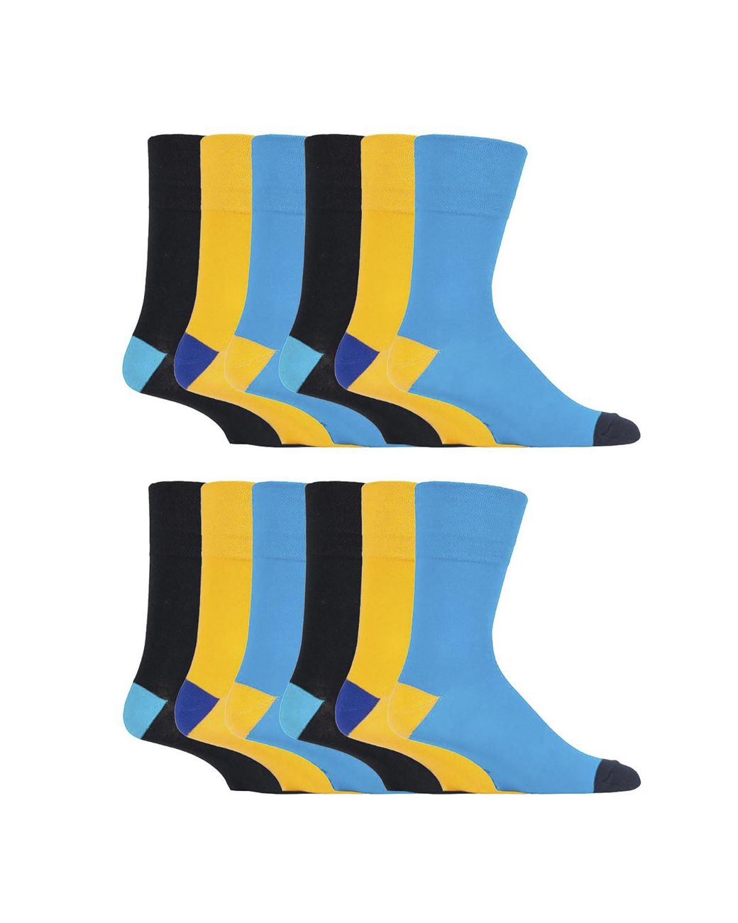 Gentle Grip Blue 12 Pairs Loose Top Socks for men