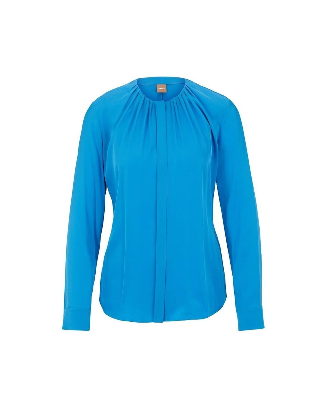 Boss Blue Long Sleeve Regular Fit Blouse