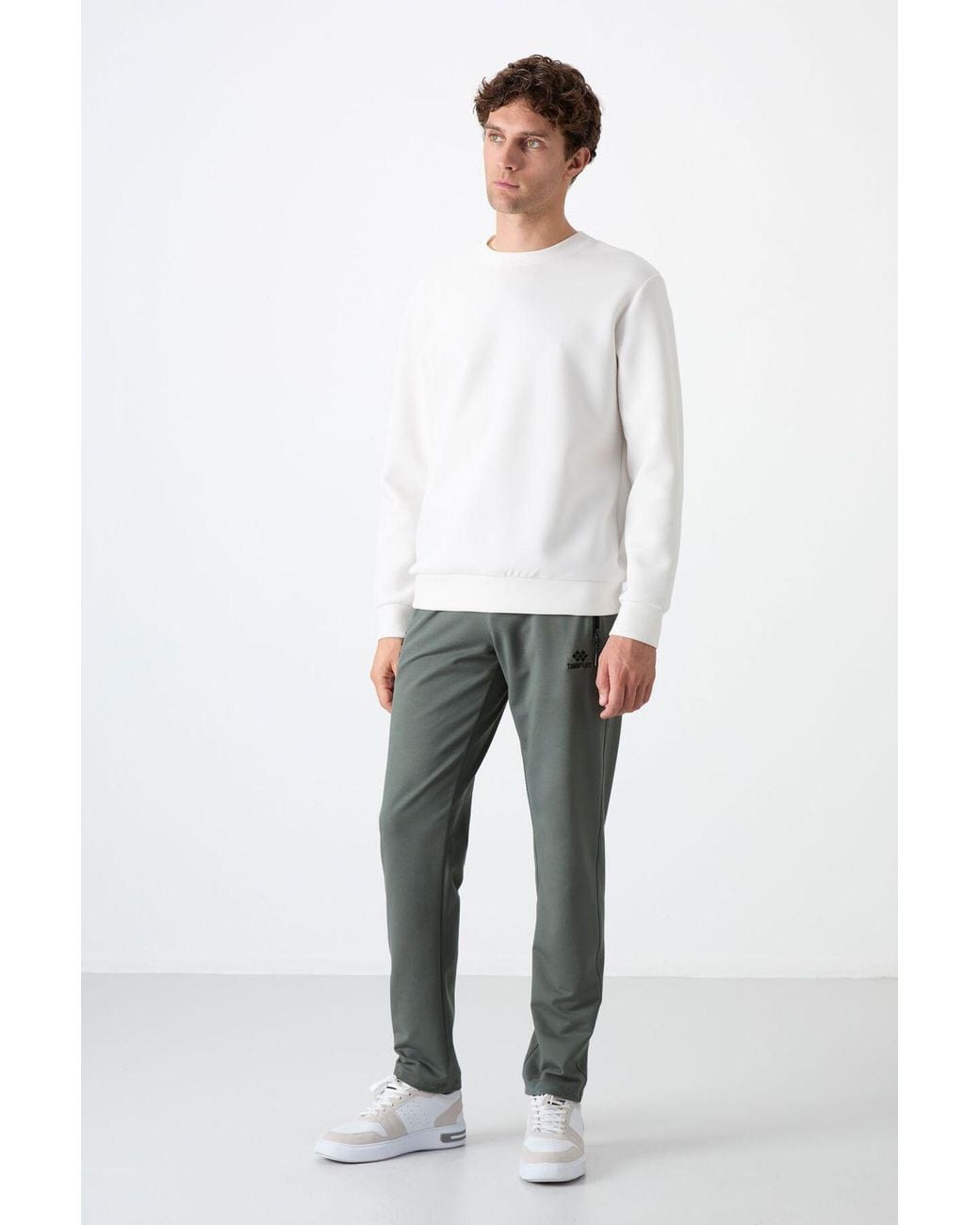 TOMMY LIFE White Regular Fit Straight-Leg Sweatpants for men
