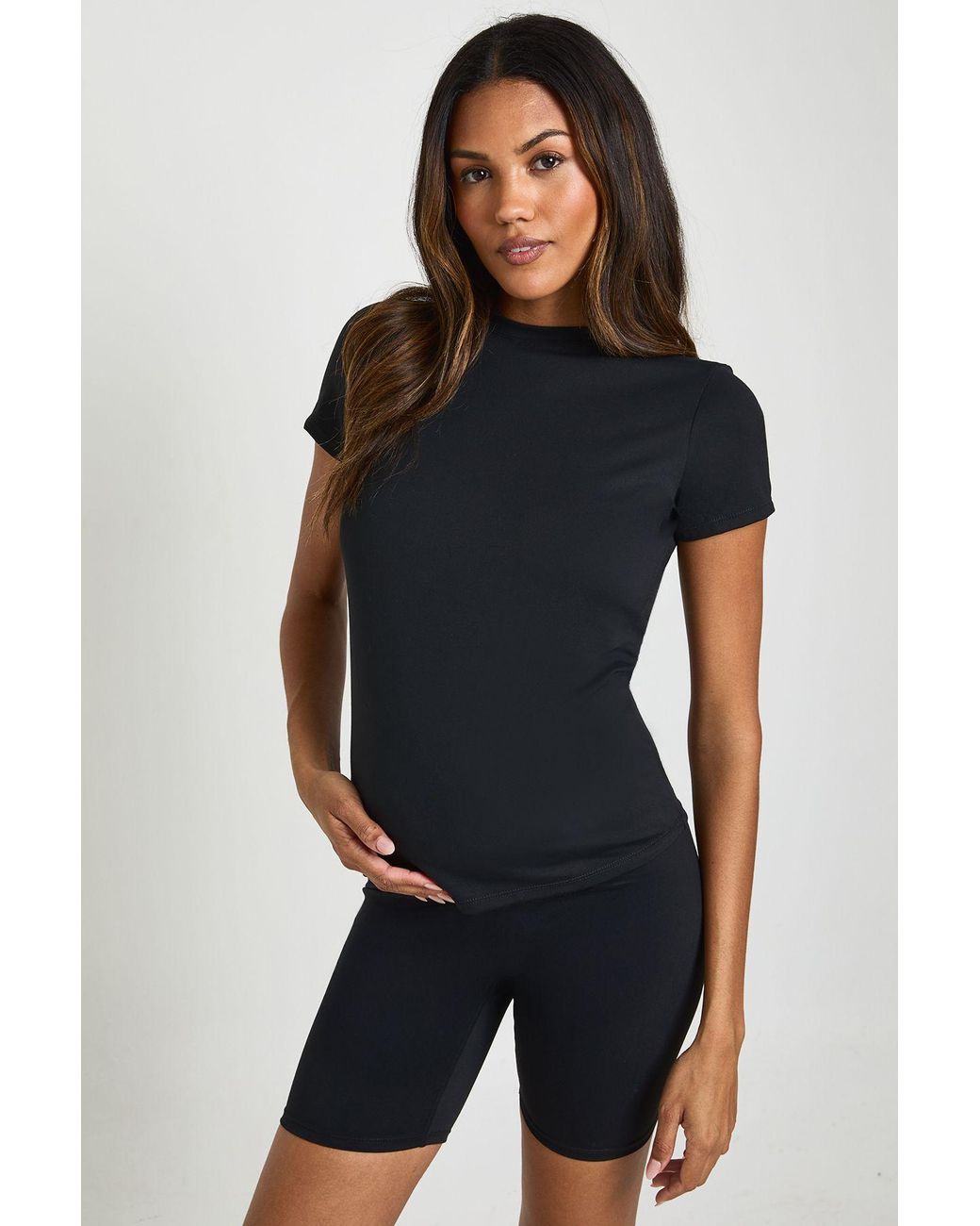Boohoo Black Maternity Supersoft Sculpt Short Sleeve Top