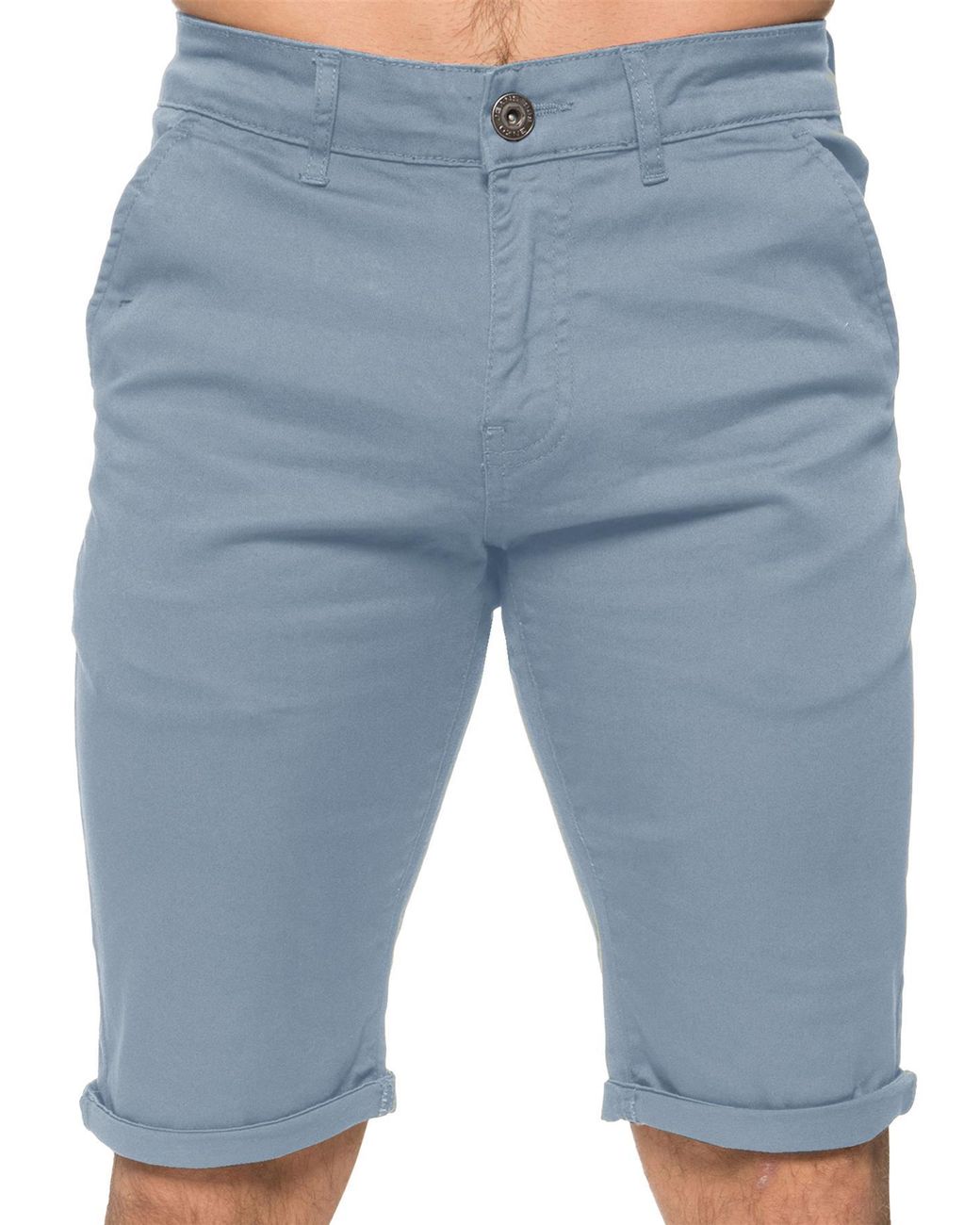 Enzo Blue Slim Fit Stretch Chino Shorts for men