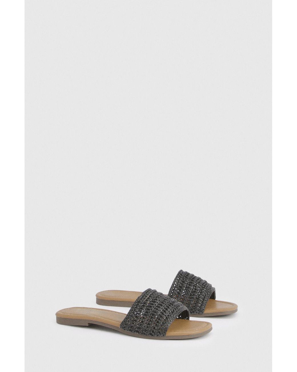 Boohoo Black Crochet Square Toe Sliders