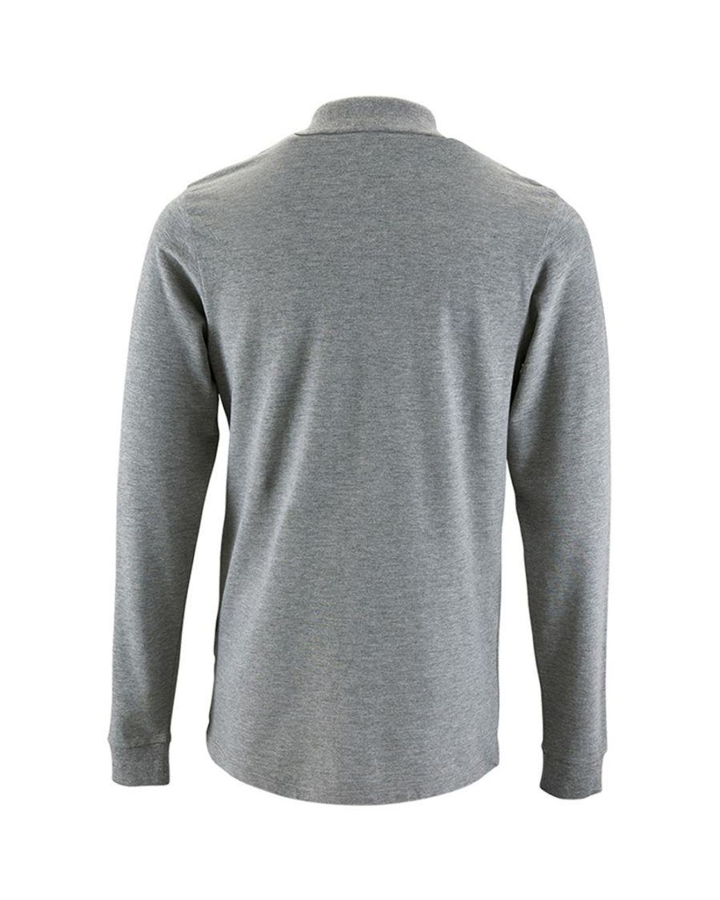 Sol's Gray Perfect Long Sleeve Pique Polo Shirt Marl) Cotton for men