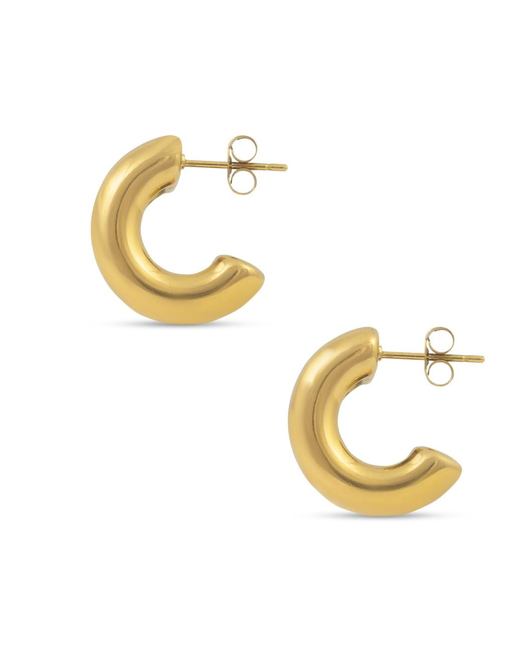 The Jewellery Stockroom Metallic Plated Stainless Steel Chunky Double Stud Hoop