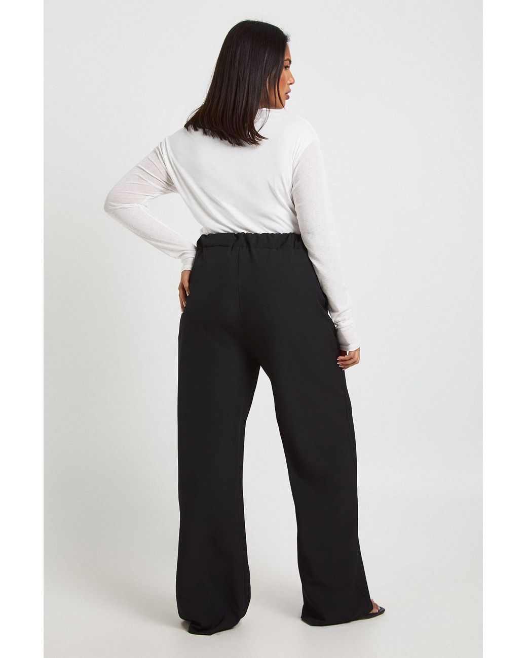 Boohoo White Plus Woven Pocket Button Down Elasticated Waist Trouser