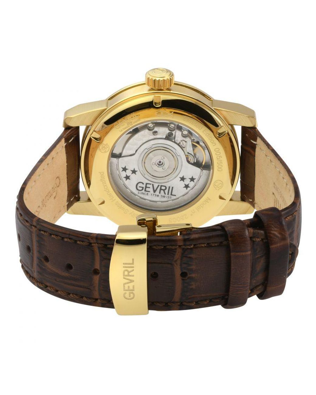 Gevril Gray Madison Dial Ipyg Leather Swiss Automatic Eta 2895 Watch for men