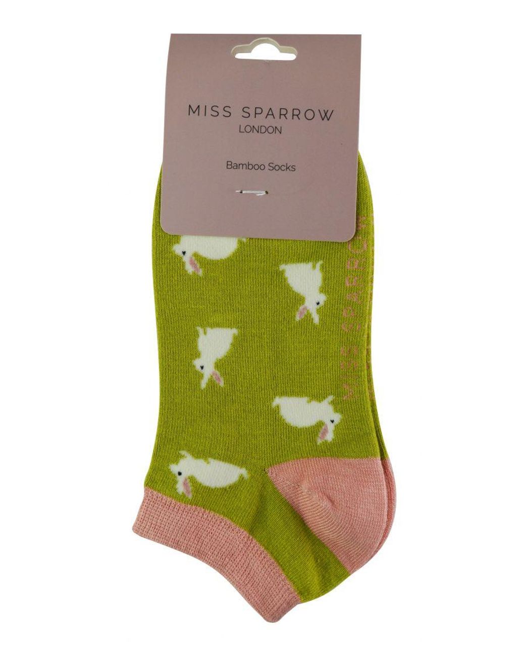 Miss Sparrow Green Ladies Bamboo Trainer Socks