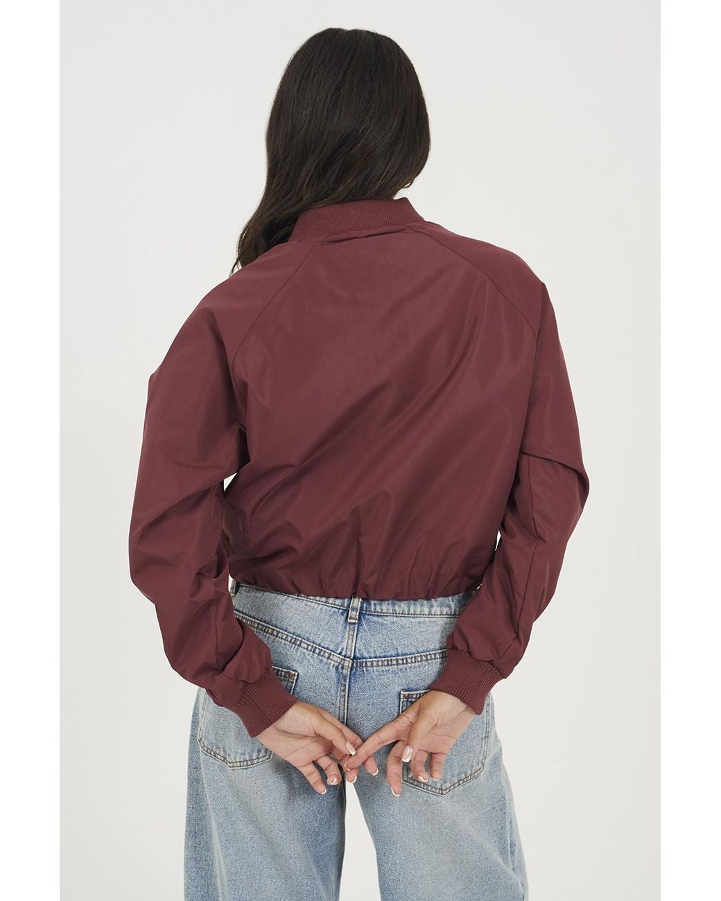 Brave Soul Red Oversized Sleeve Bomber Jacket