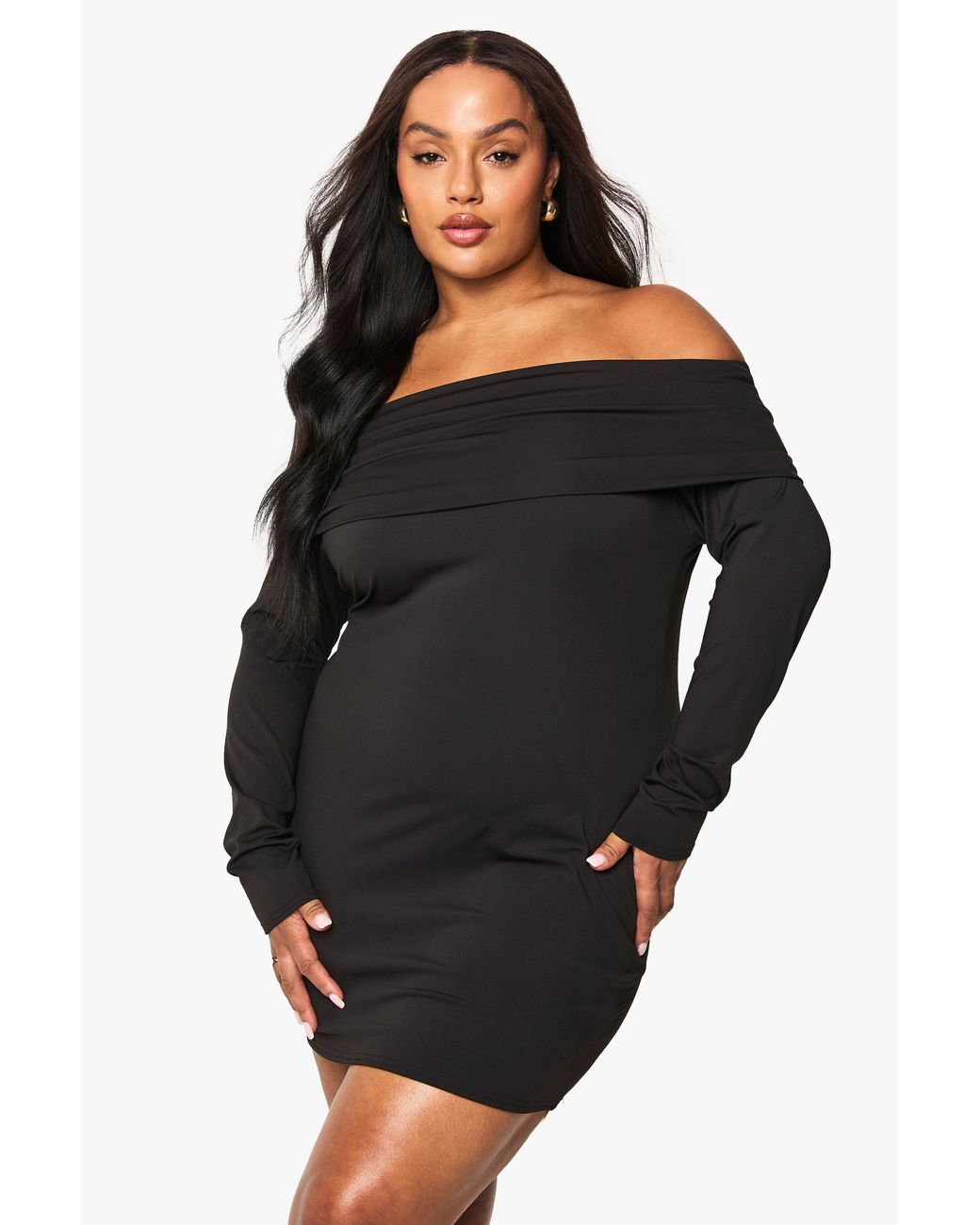 Boohoo Black Plus Sculpt Bardot Mini Dress