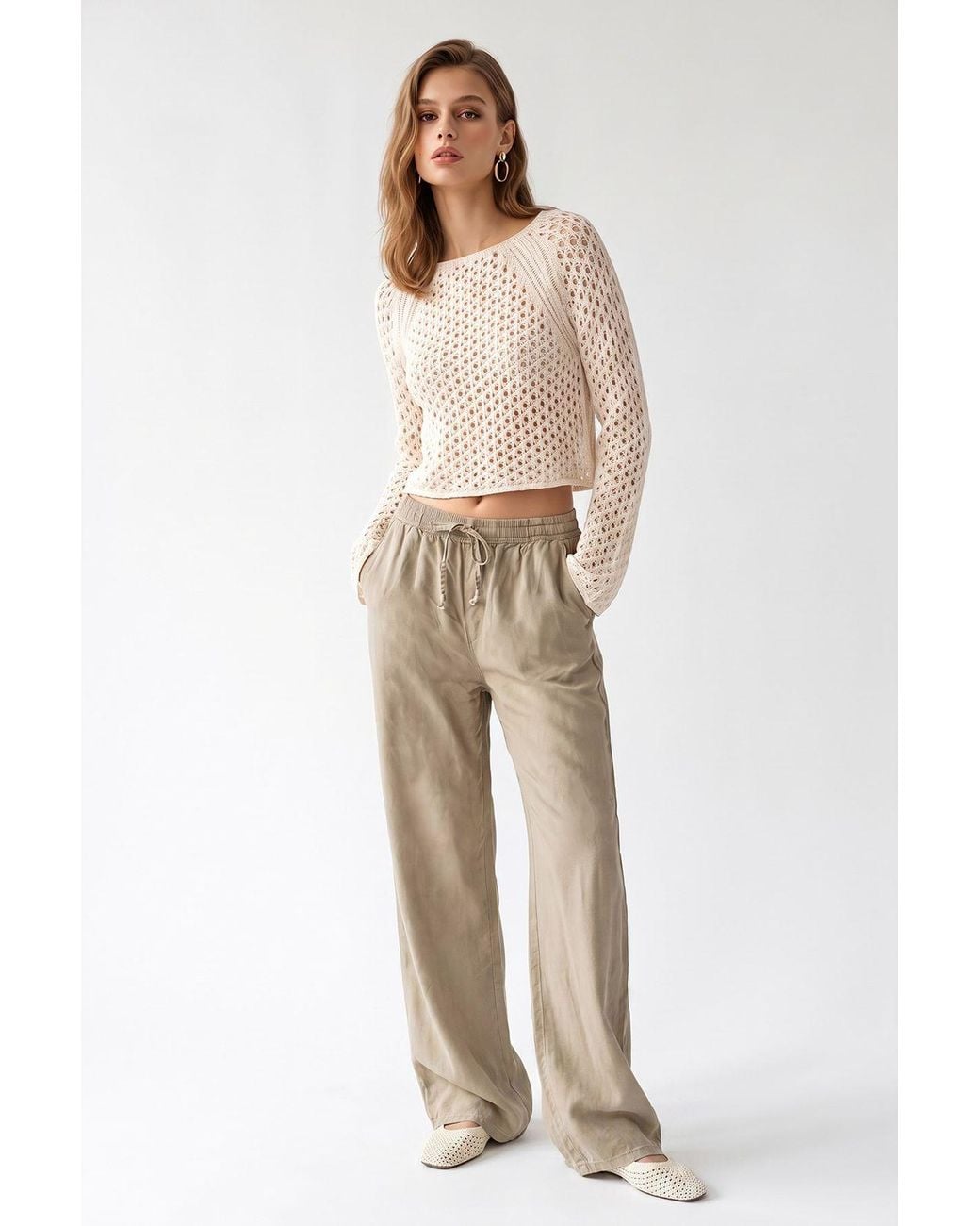 MixRay Natural Tencel Wide-Leg Palazzo Trousers
