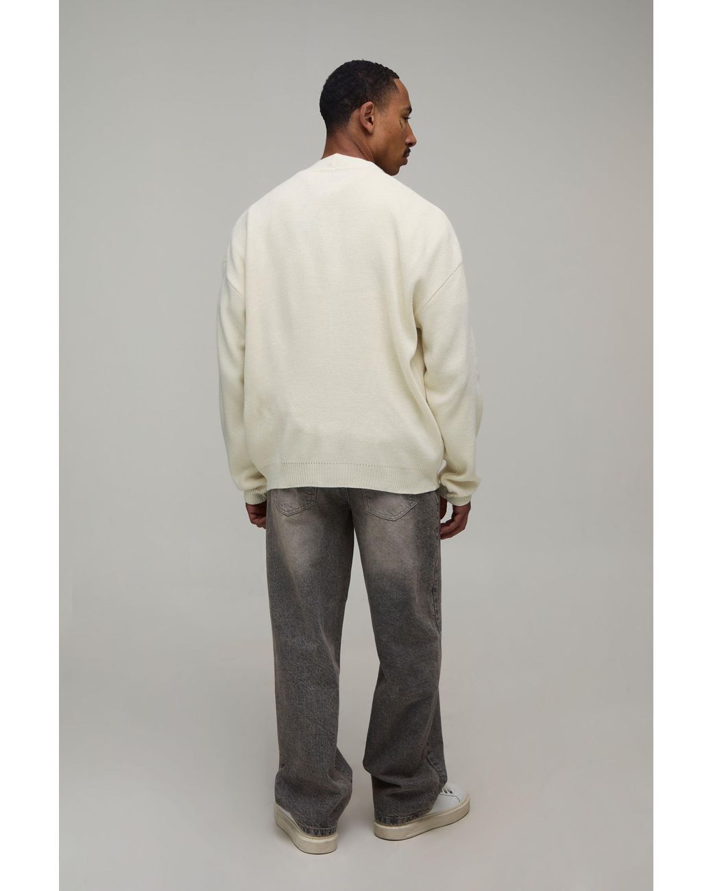 BoohooMAN Natural Relaxed Soft Touch Knitted Cardigan for men