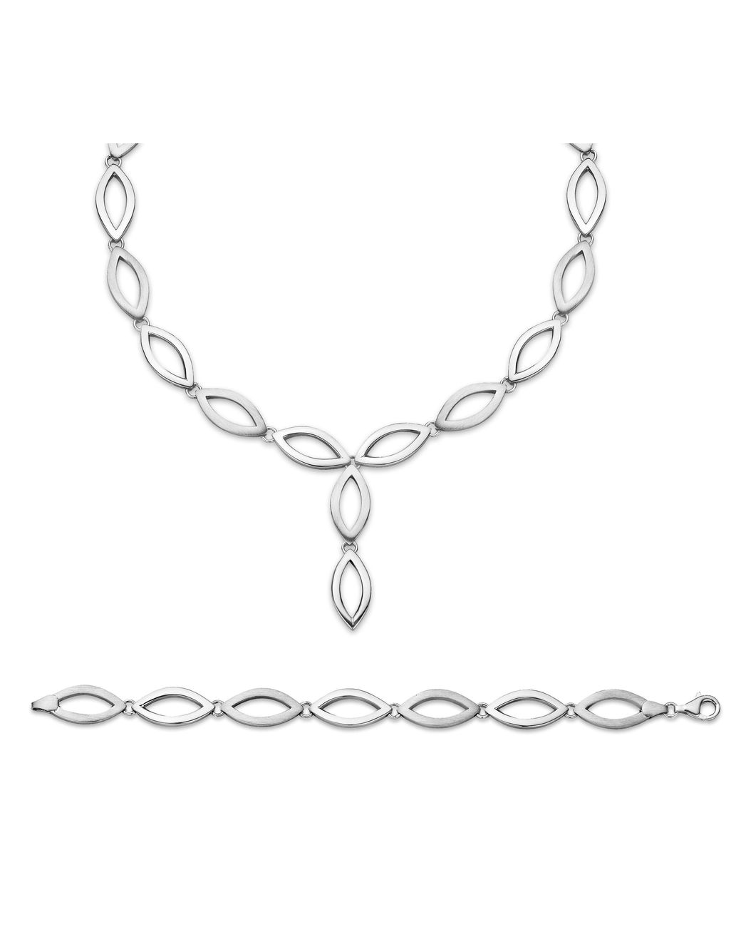 Orphelia White 925 Sterling Set: Chain + Bracelet