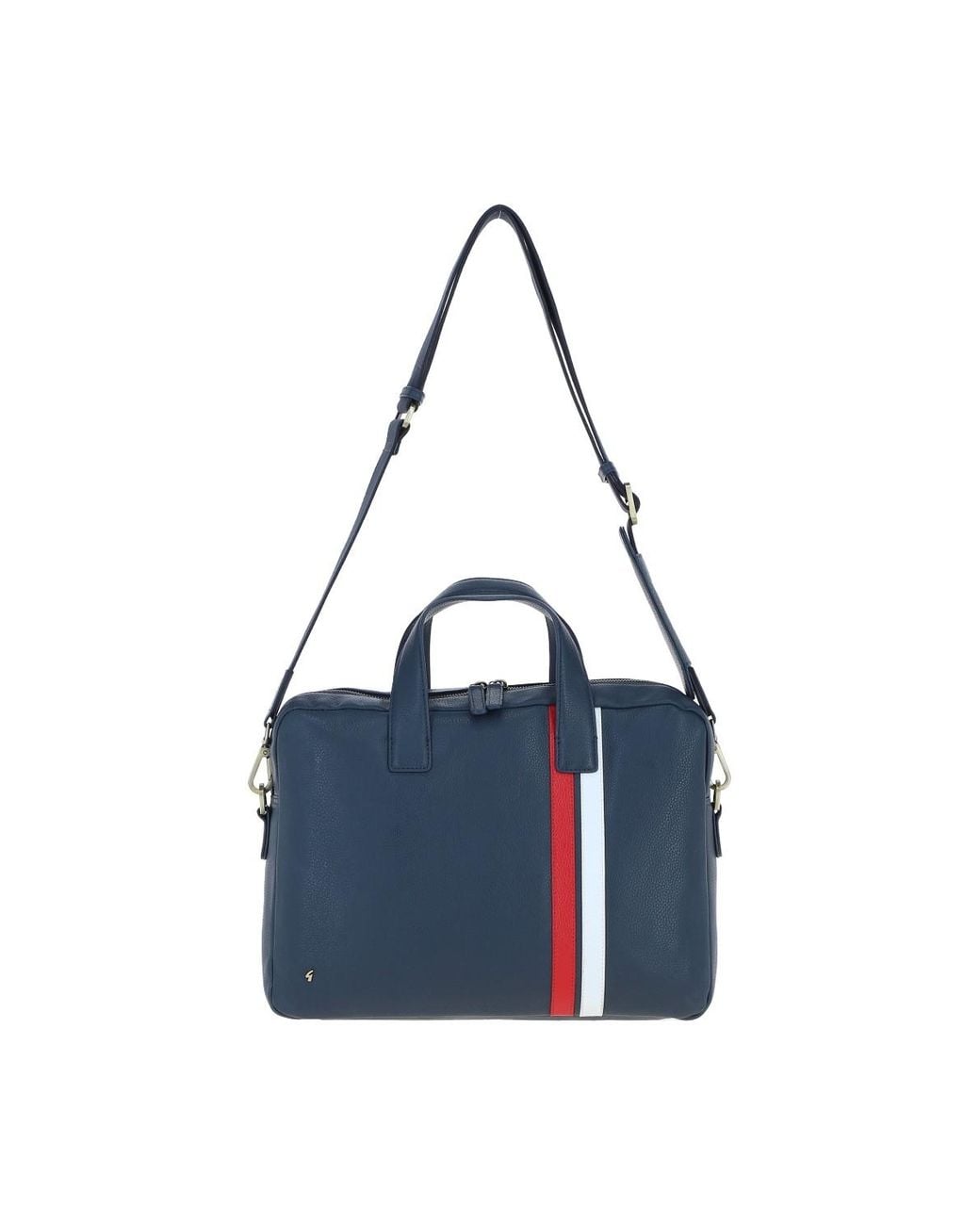Gabicci Blue Real Leather Messenger Bag With Striped Front Detail for men