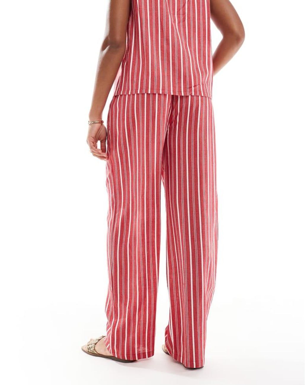 ASOS Red Linen Look Pull On Trouser Co-Ord