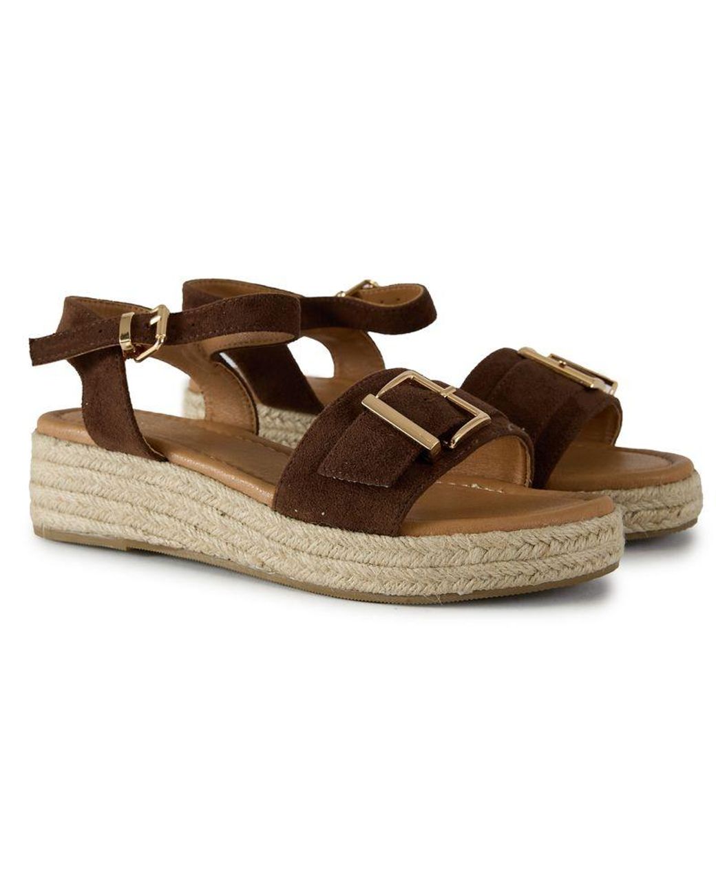 V.Gan Brown August Espadrille Wedge Sandals