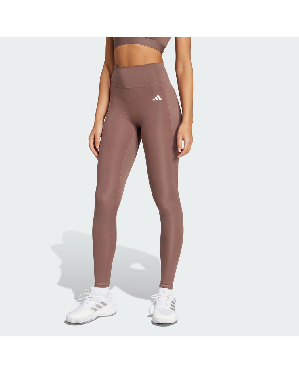 Adidas Originals Red Optimé Essentials Stash Pocket Full-Length Leggings