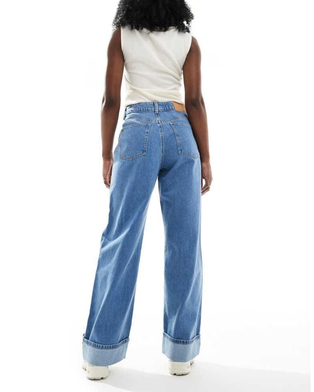 ASOS Blue Loose Jean With Deep Turn Up Cuff