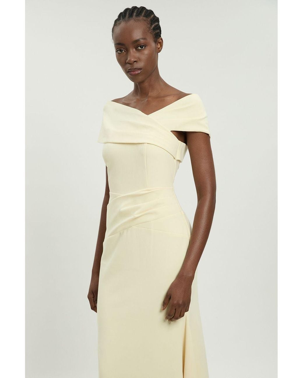 Karen Millen Natural Compact Stretch Viscose Bandeau Maxi Dress