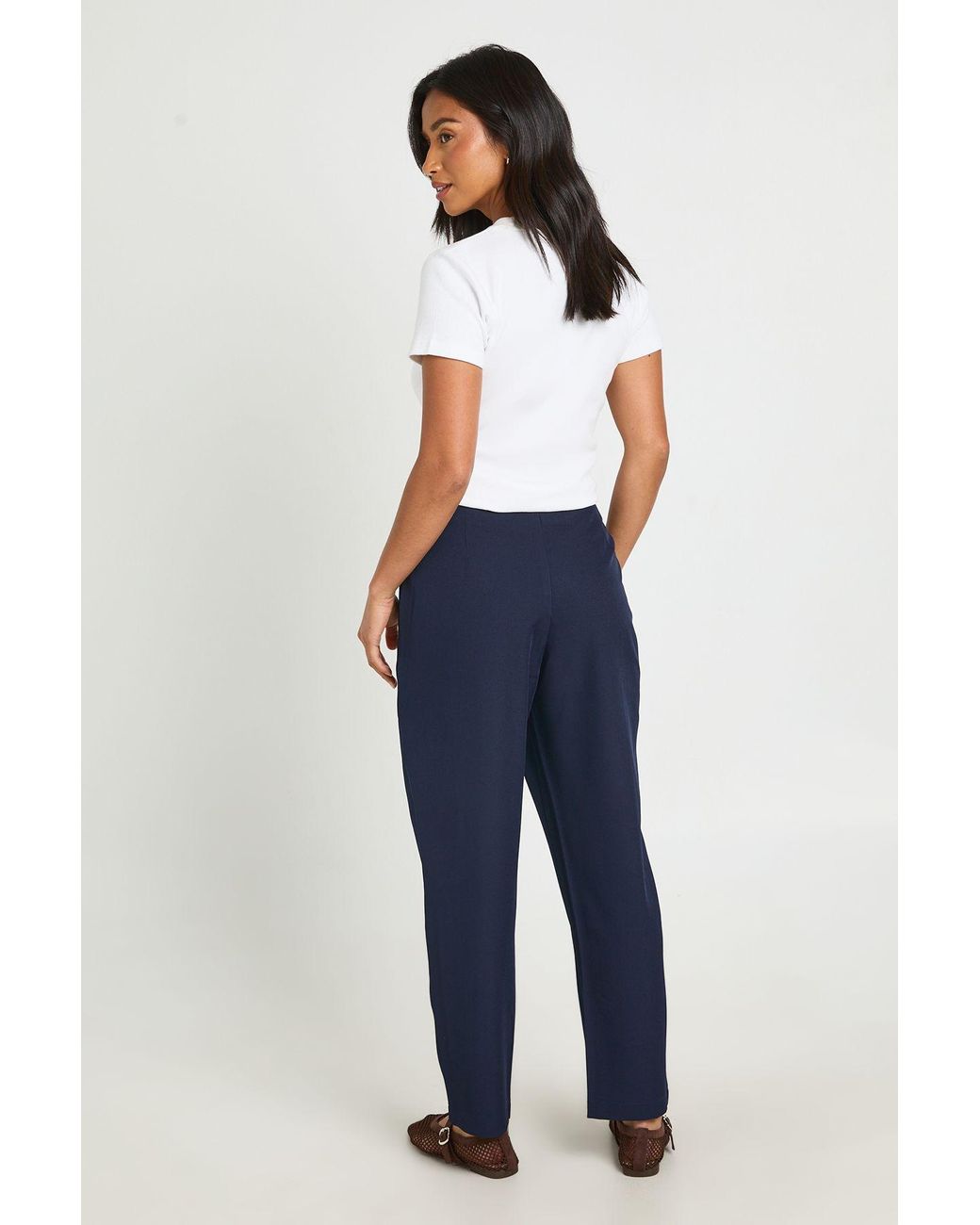 Boohoo Blue Petite Basics Tailored Tapered Trouser