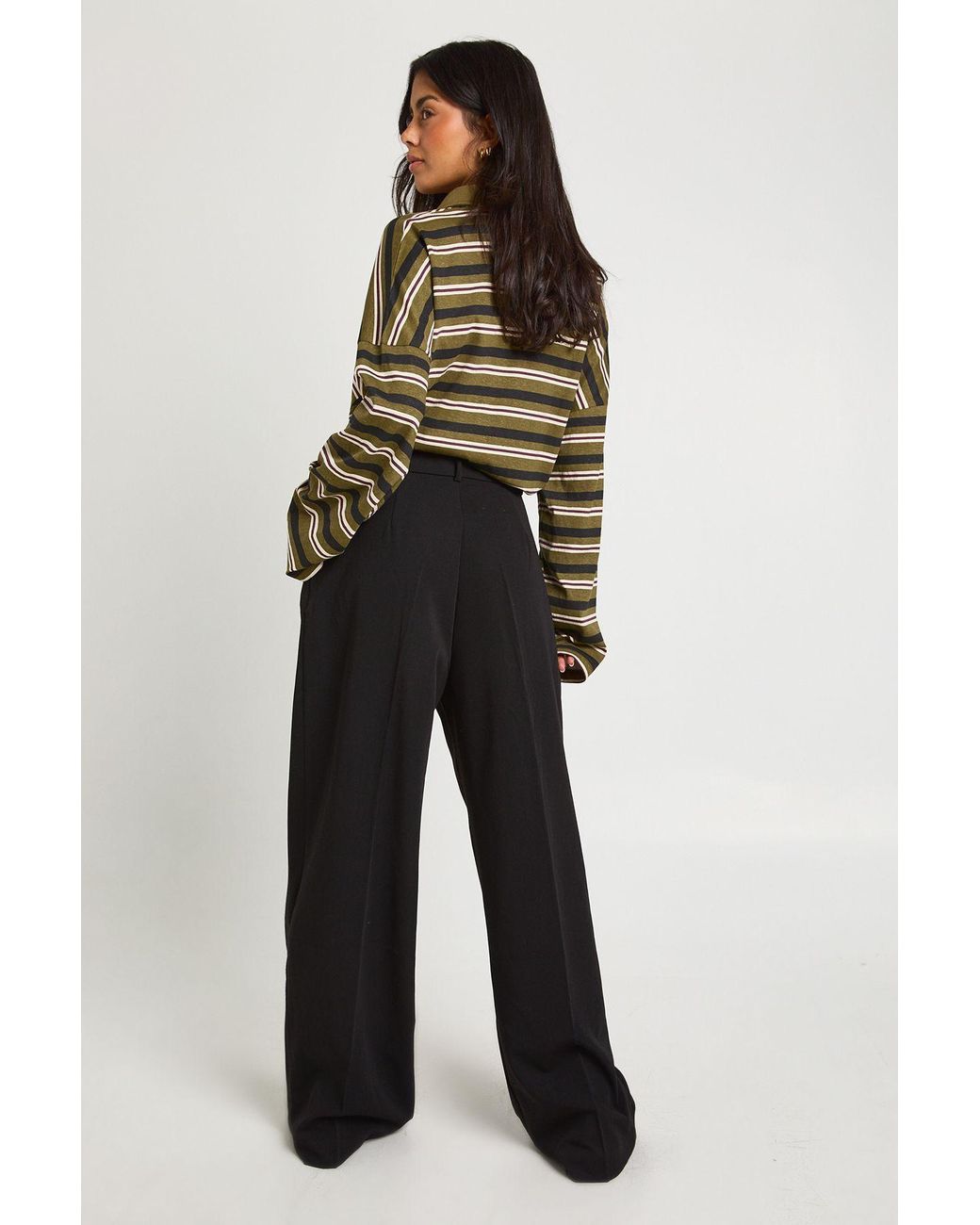 Boohoo Blue Pleat Detail Wide Leg Trouser