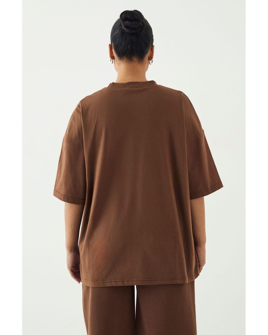 DSGN Studio Brown Script Embroidered Oversized T-Shirt