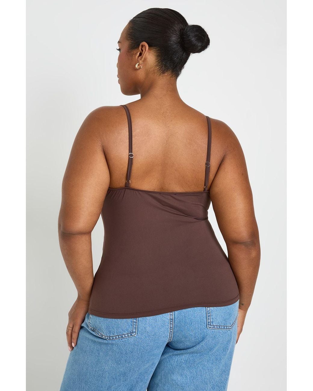 Boohoo Purple Plus Second Skin Strappy Square Neck Vest Top